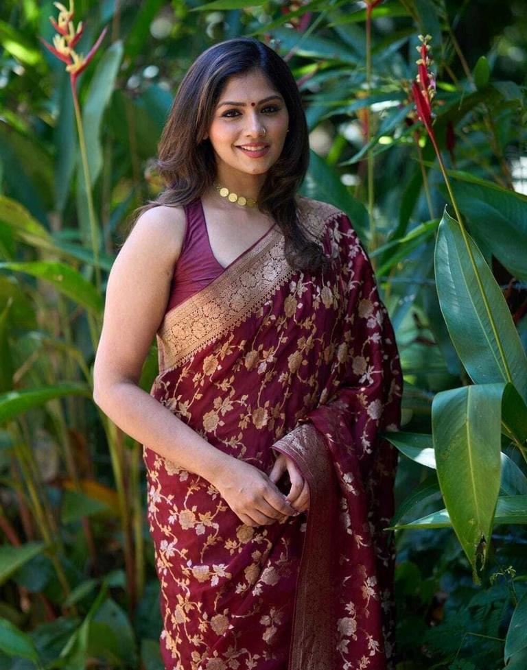 Kanchipuram Bridal Silk Saree Maroon in Fatehpur-Uttar-Pradesh at best  price by Lakshana - Justdial