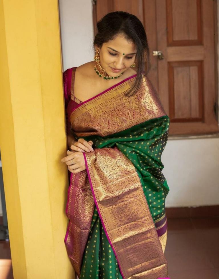 Jewel Green Woven Paithani Silk Saree – MySilkLove