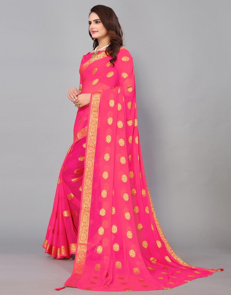 Pink Chiffon Banarasi Saree | Leemboodi
