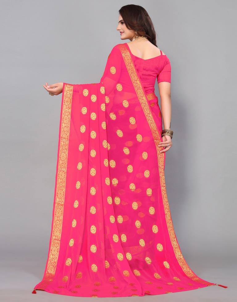 Pink Chiffon Banarasi Saree | Leemboodi