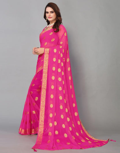 Pink Chiffon Banarasi  Saree | Leemboodi
