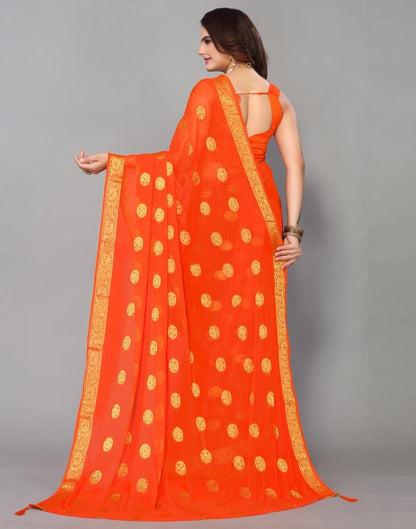 Orange Chiffon Banarasi Saree | Leemboodi