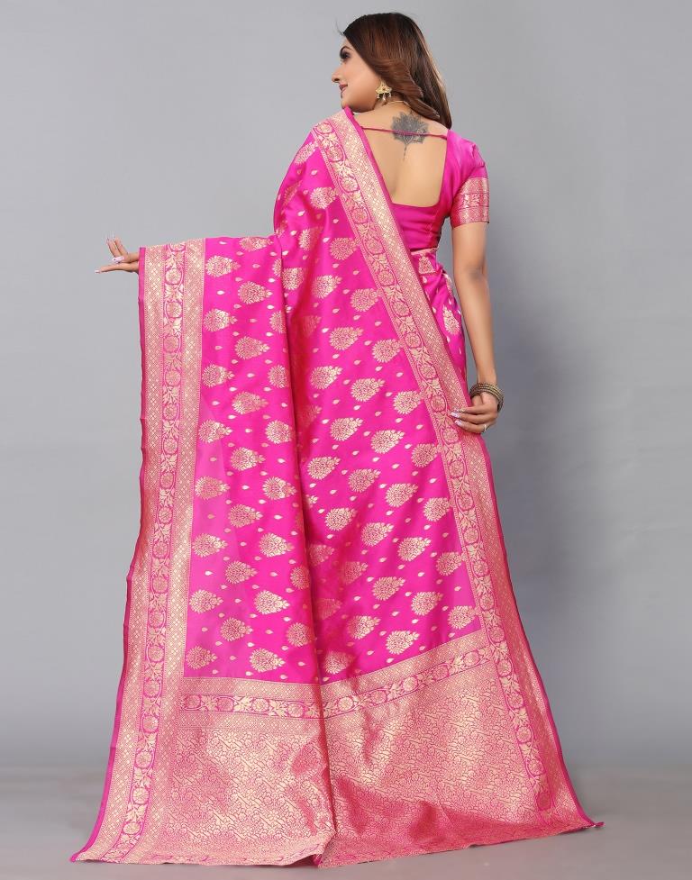 Rani Pink Color Banarasi Saree is Composed Exquisite Weaves and Designer  Work Blouse With Saree Indian Women Beautiful Wedding Saree - Etsy