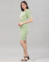 Pista Green Puff Sleeve Bodycon Dress | Leemboodi