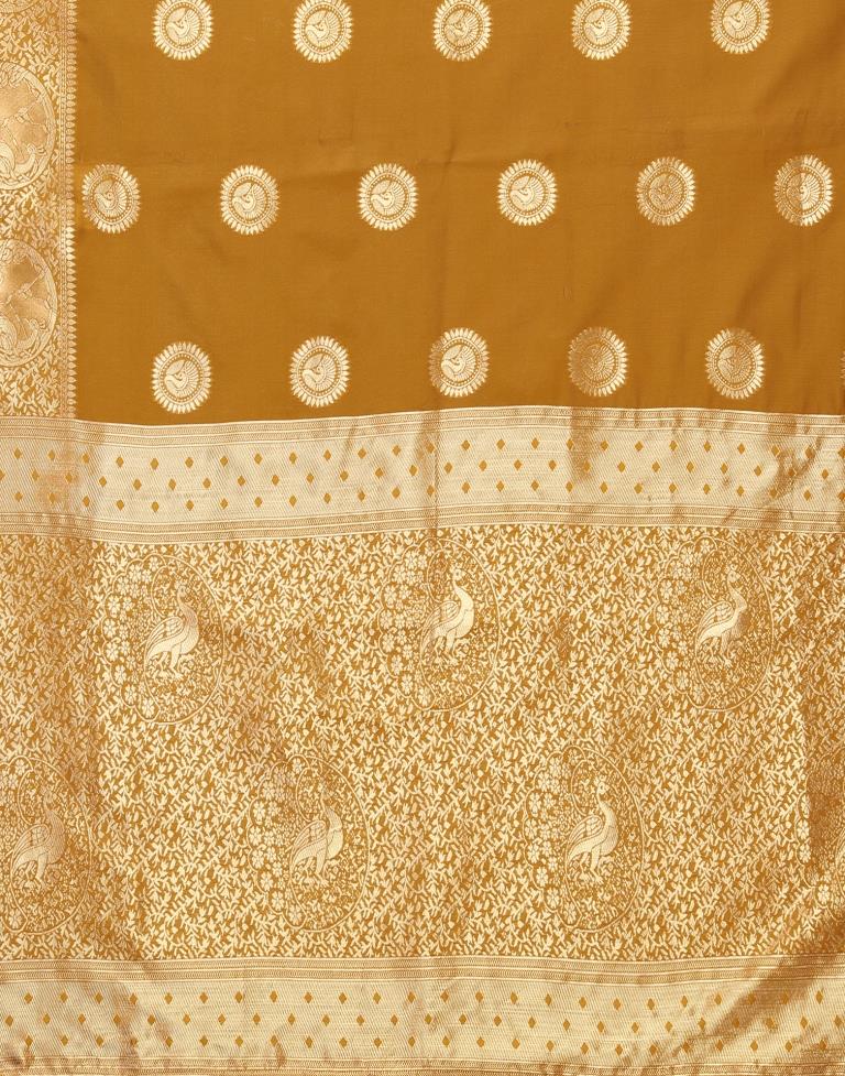 Mustard Yellow Banarasi Silk Saree | Leemboodi