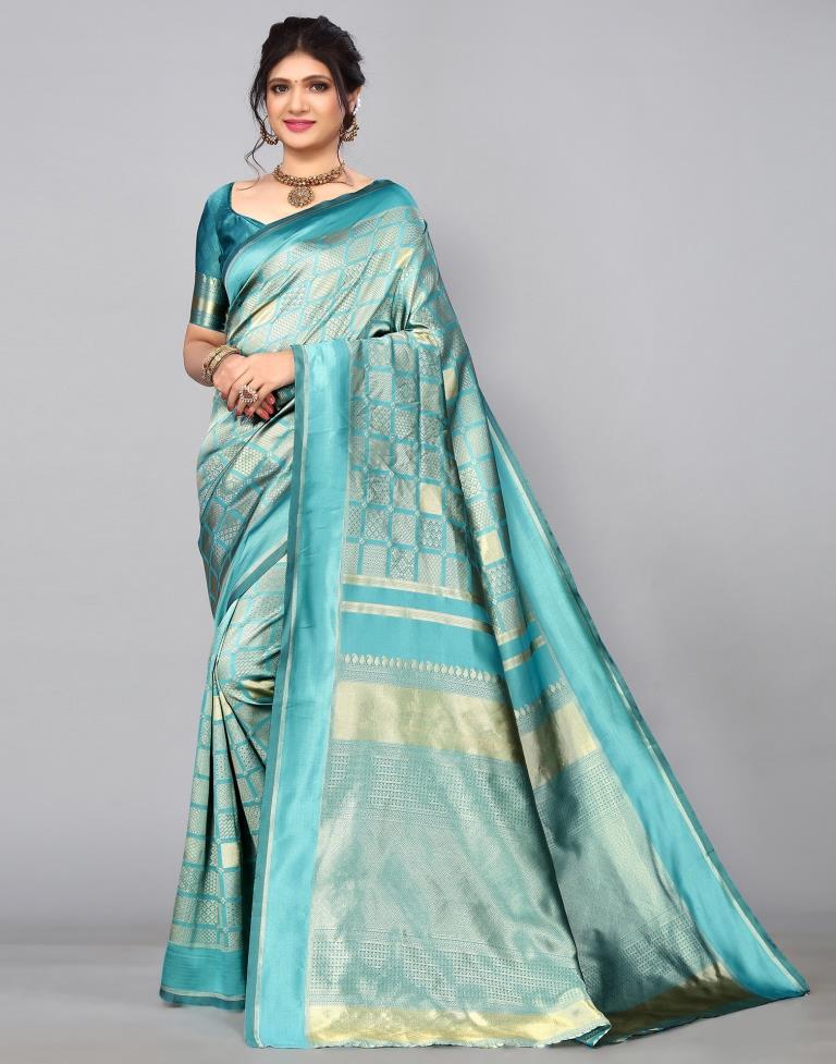 BM FASHION Women's Banarasi Style Pure Kanjivaram Silk Jacquard Kanchipuram Pattu  Saree With Un-Stiched Blouse…… (Sky blue) : Amazon.in: Clothing &  Accessories