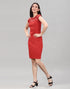 Red Coloured Lycra Knitted Bodycon Dress | Leemboodi