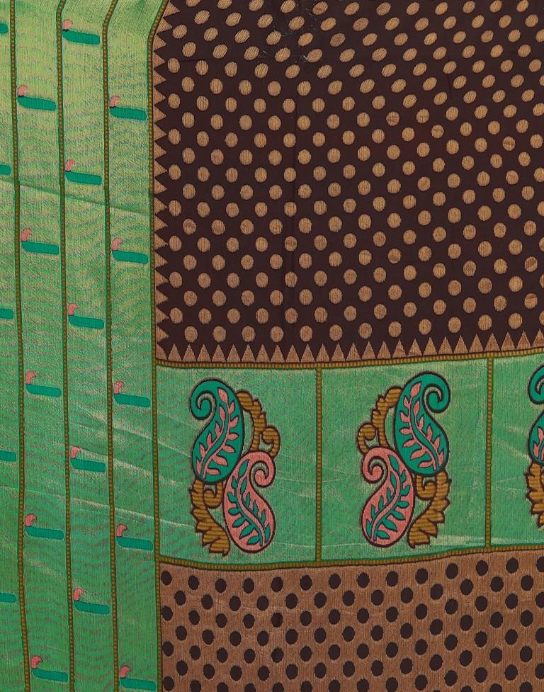 Brown Brasso Printed Woven Saree | Leemboodi