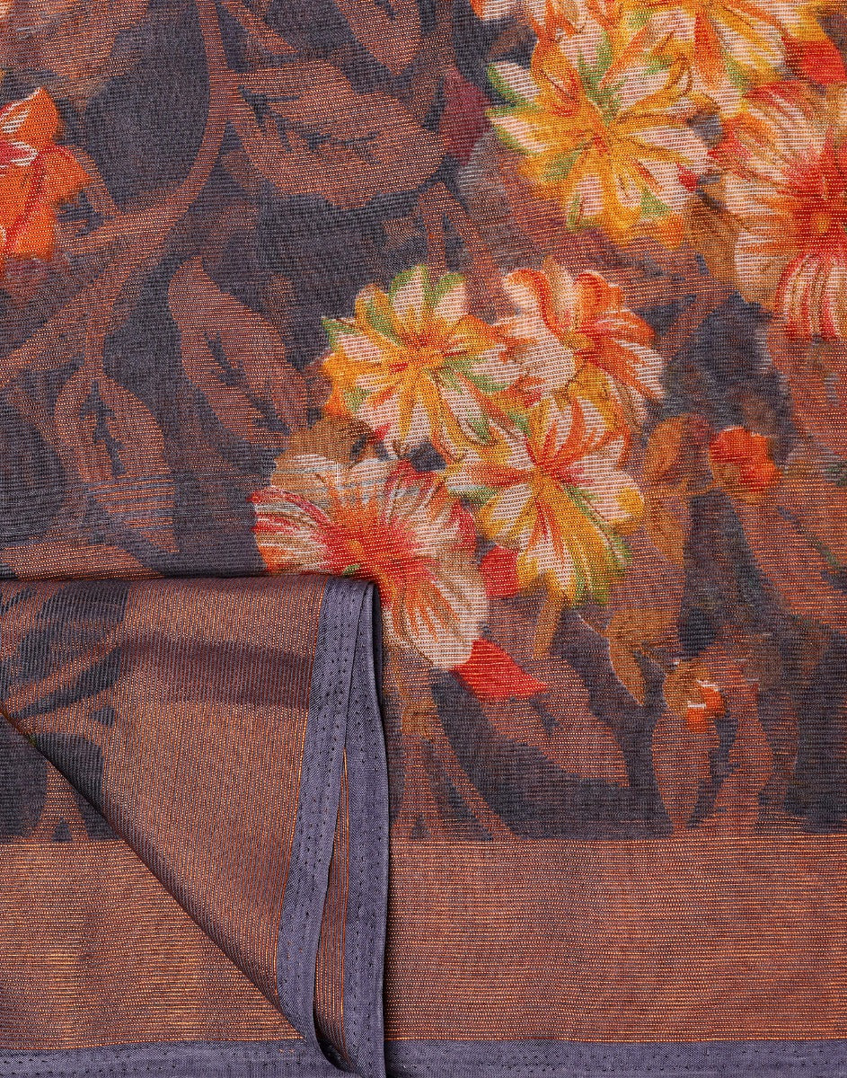 Orange Brasso Printed Woven Saree | Leemboodi