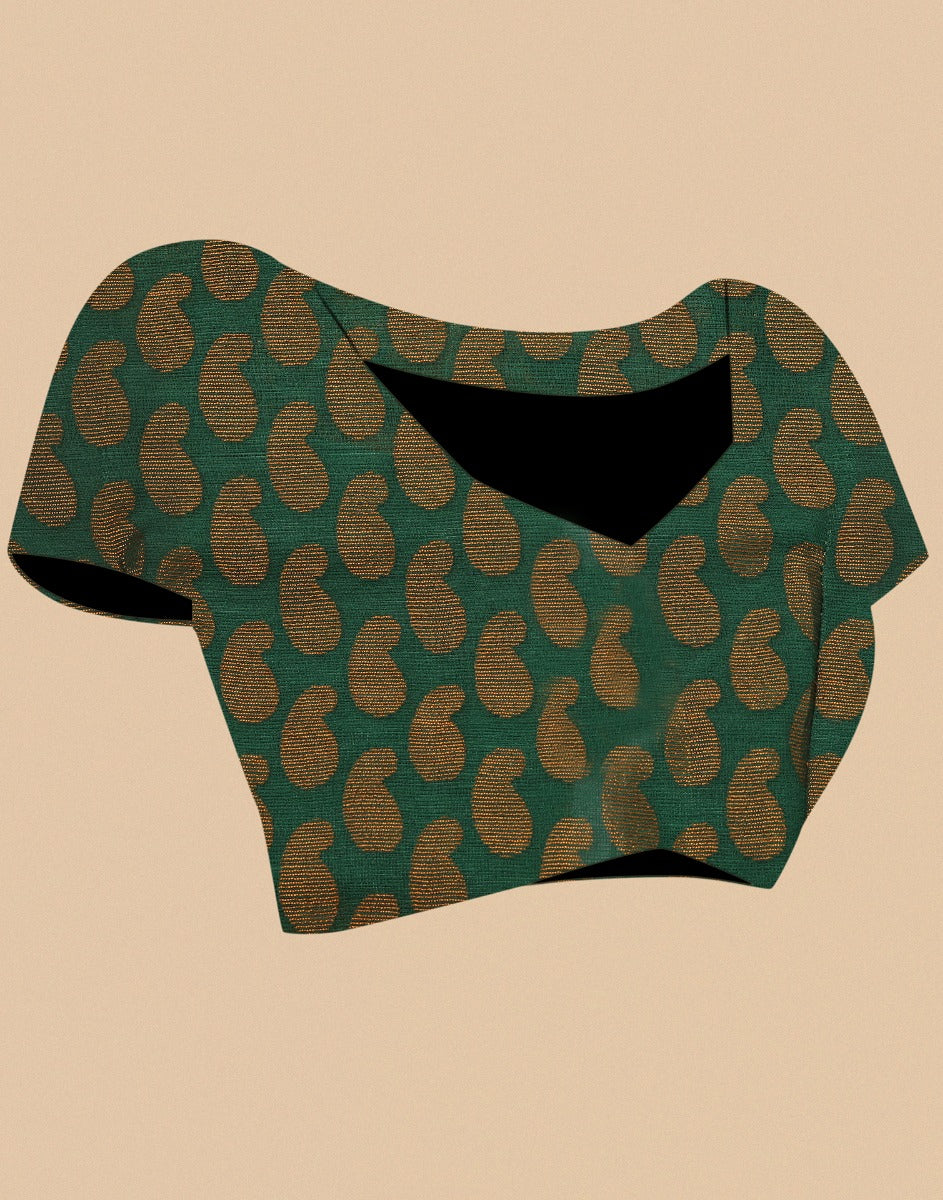 Green Brasso Printed Woven Saree | Leemboodi