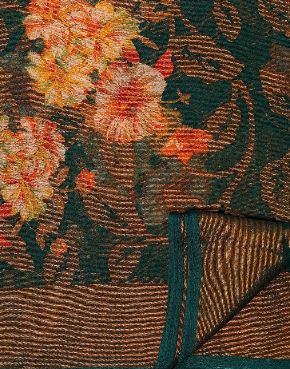 Green Brasso Printed Woven Saree | Leemboodi