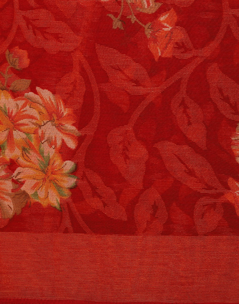 Red Brasso Printed Woven Saree | Leemboodi