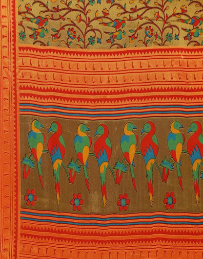 Gold Brasso Printed Woven Saree | Leemboodi