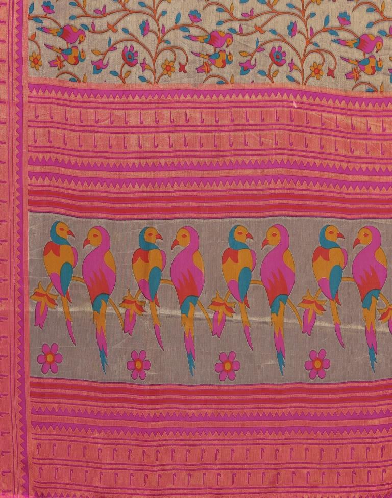 Multicoloured Brasso Printed Woven Saree | Leemboodi