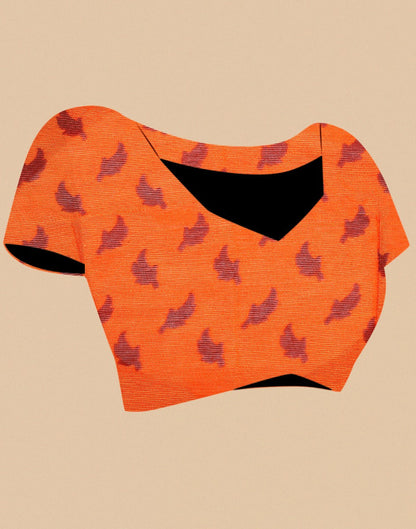 Orange Brasso Printed Woven Saree | Leemboodi