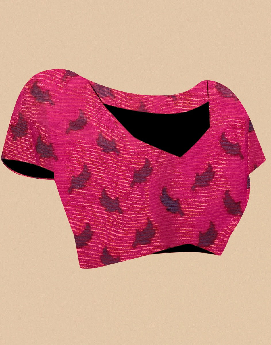Pink Brasso Printed Woven Saree | Leemboodi