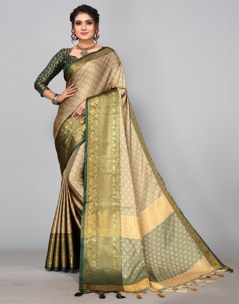 Beige Kanjivaram Saree