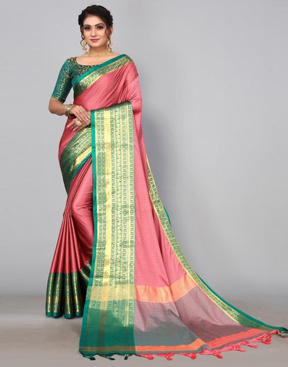 Rose Pink Kanjivaram Silk Saree | Leemboodi