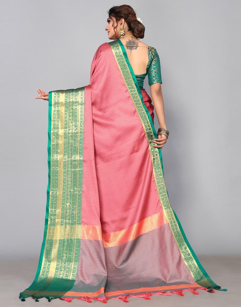 Rose Pink Kanjivaram Silk Saree | Leemboodi