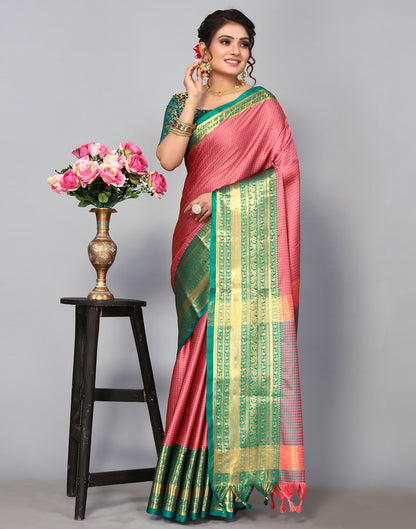 Rose Pink Kanjivaram Silk Saree | Leemboodi