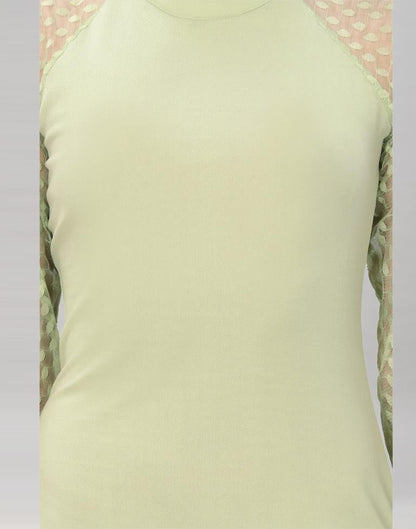 Pista Green Coloured Lycra Knitted Bodycon Dress | Leemboodi