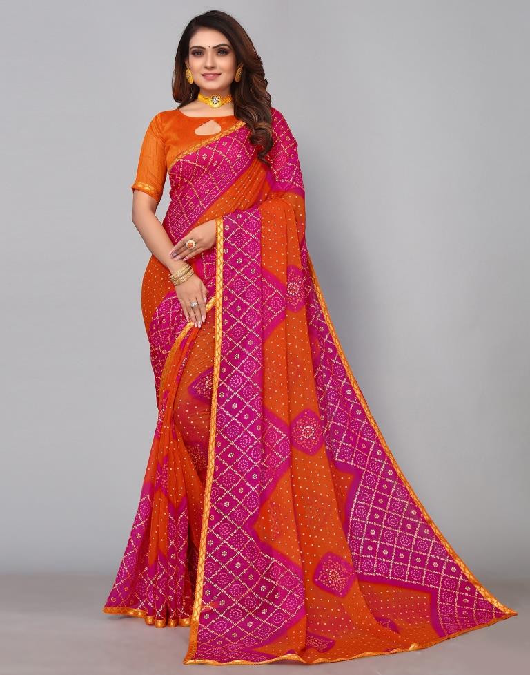 Orange Chiffon Saree With Blouse 269567