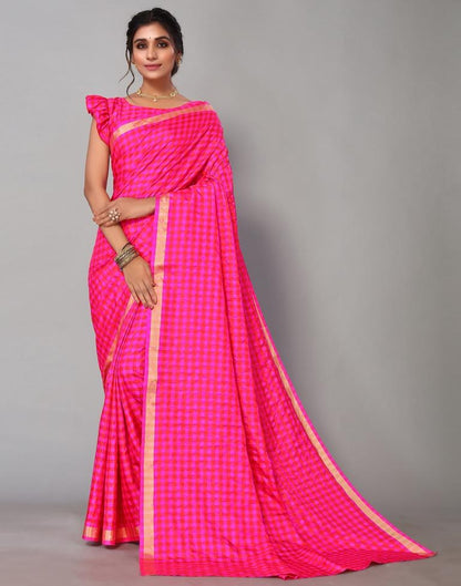Rani Pink Silk Geometric Woven Saree | Leemboodi