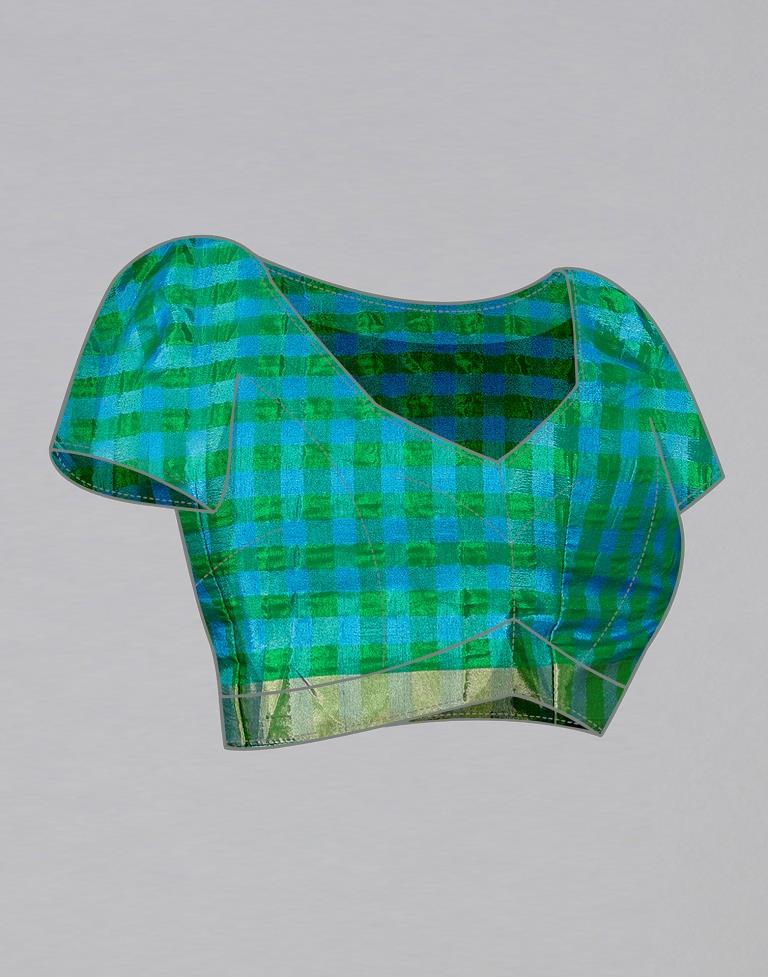 Blue Silk Geometric Woven Saree | Leemboodi