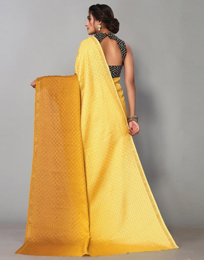 Yellow Geometric Woven Saree | Leemboodi