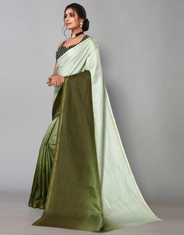 Light Green Silk Geometric Woven Saree | Leemboodi