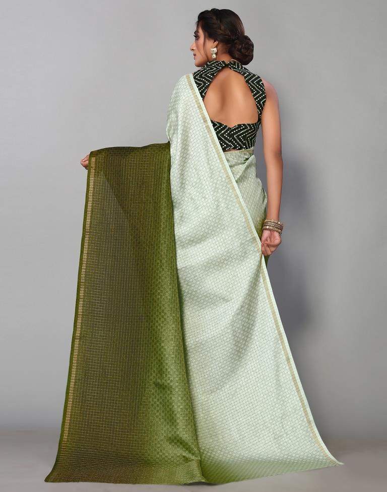 Light Green Silk Geometric Woven Saree | Leemboodi