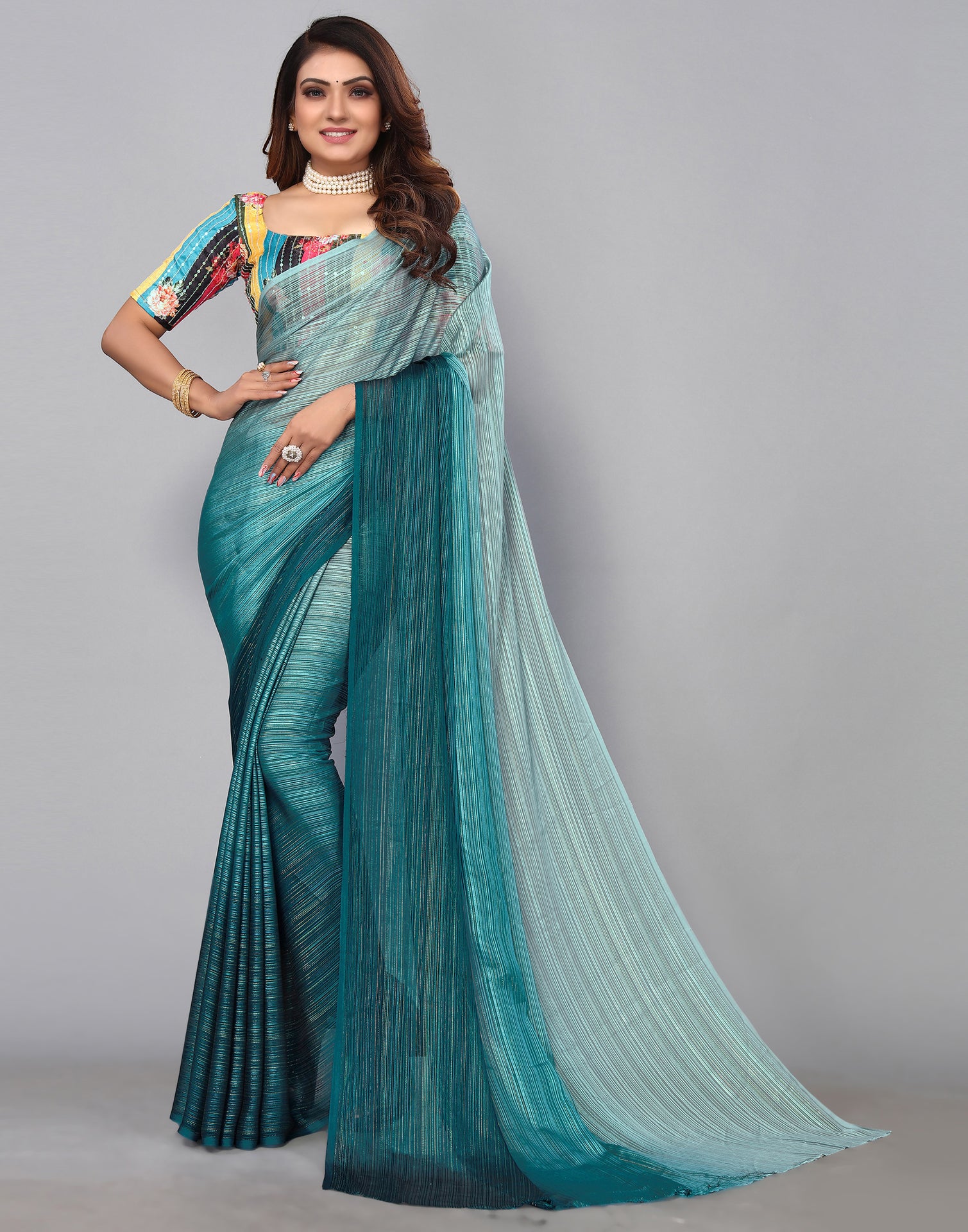 Eid outfits- Buy Mint Green Embroidered Silk Saree