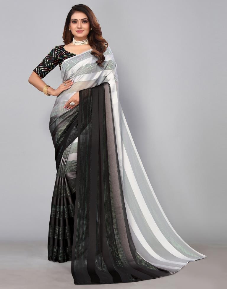 Fancy Embellished Grey and Black Coloured Silk Blend Saree with Blouse  Piece at Rs 1871.00 | Fancy Sarees | ID: 2852792989012