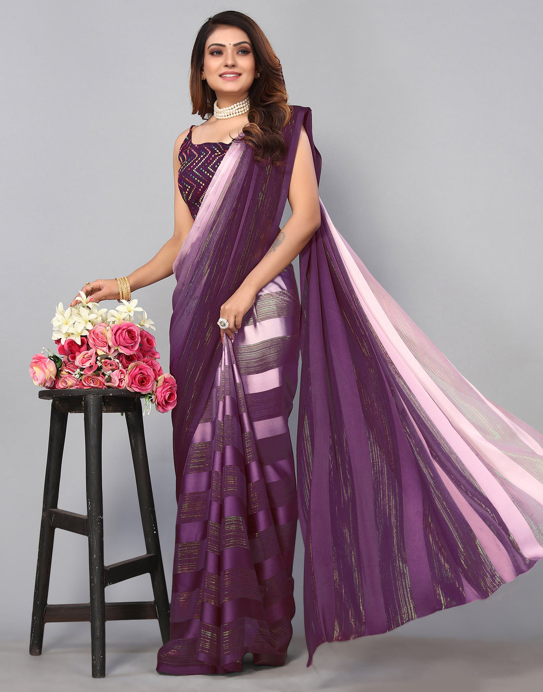 Purple Georgette Saree | Leemboodi