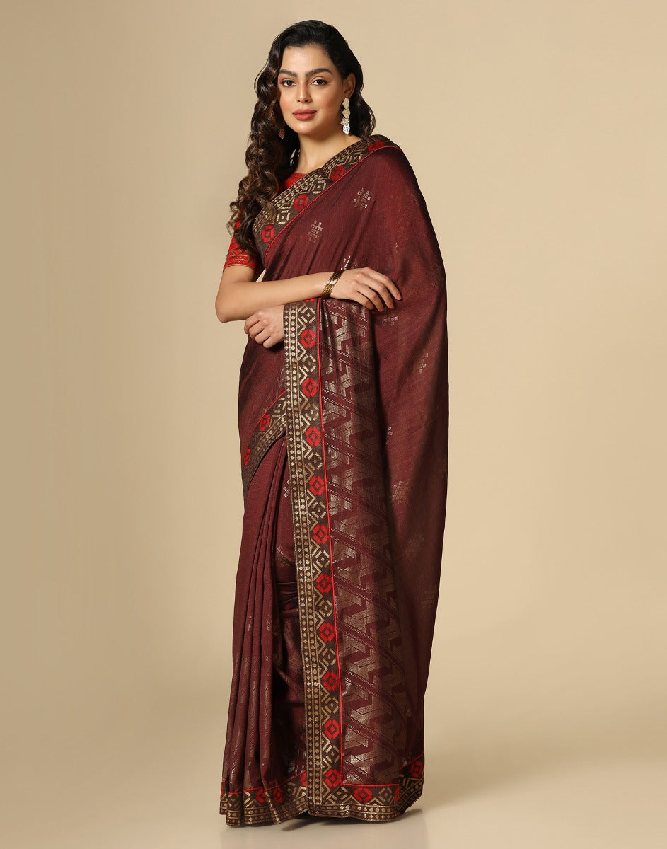 Buy YURENUS FASHION Women's vasttram kanchi Pattu Kanchipuram Silk Saree  with designer Blouse Piece(coffee colour) at Amazon.in