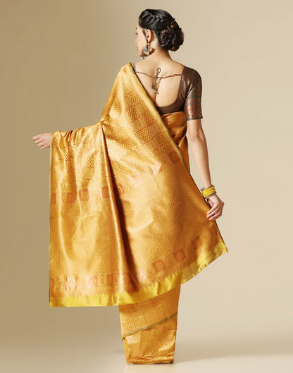 Mustard Kanjivaram Silk Saree | Leemboodi