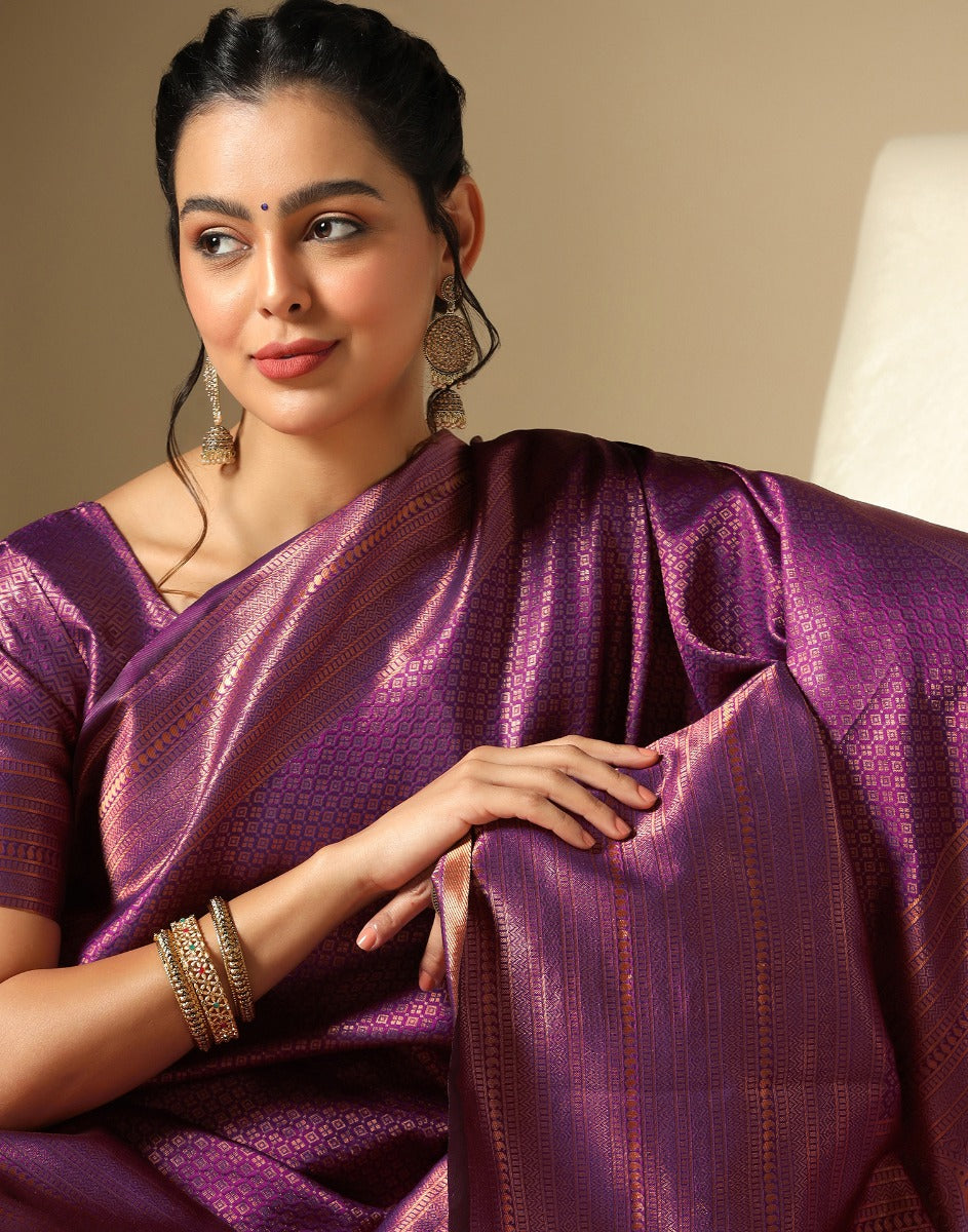 Purple Kanjivaram Silk Saree | Leemboodi
