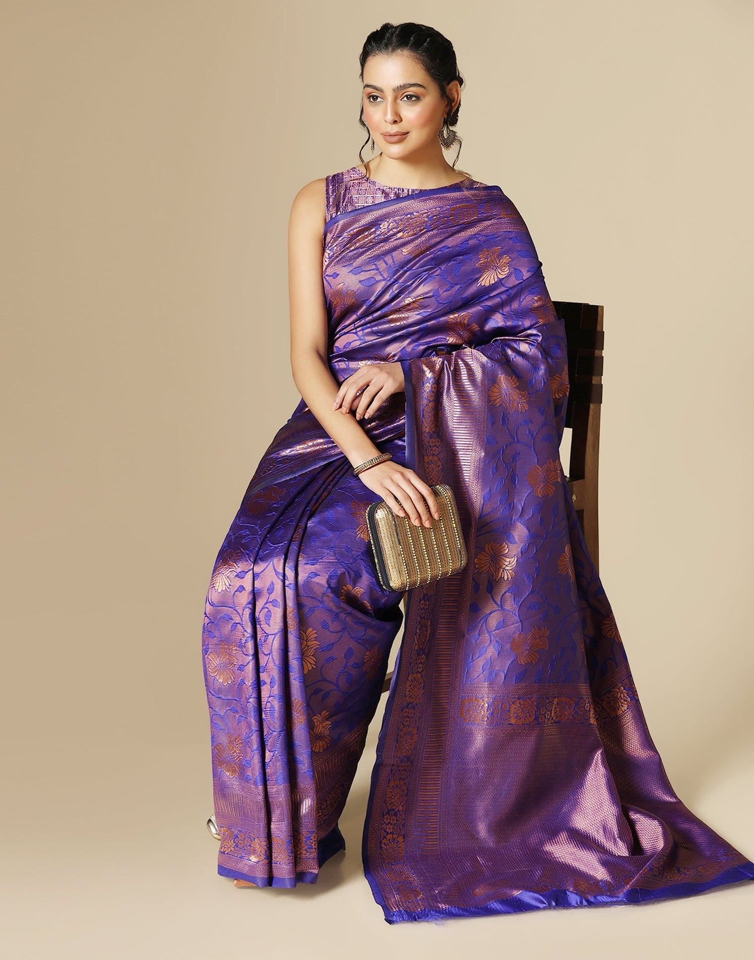 Blue Silk Jacquard Saree | Leemboodi