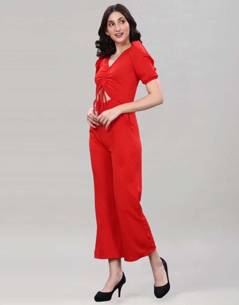 Red Knitted Jumpsuits | Leemboodi