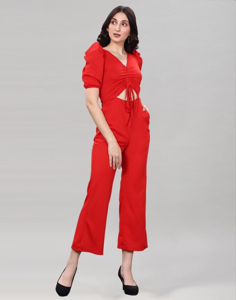 Red Knitted Jumpsuits | Leemboodi
