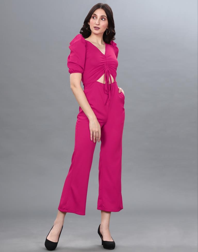 Hot Pink Knitted Jumpsuit | Leemboodi