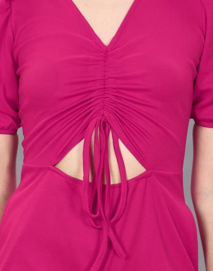 Hot Pink Knitted Jumpsuit | Leemboodi