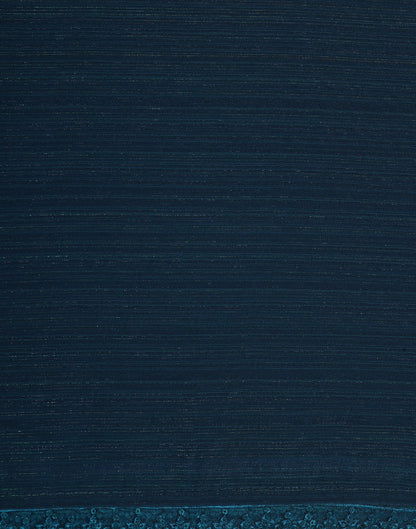 Dark Teal Blue Georgette Sequence Saree | Leemboodi