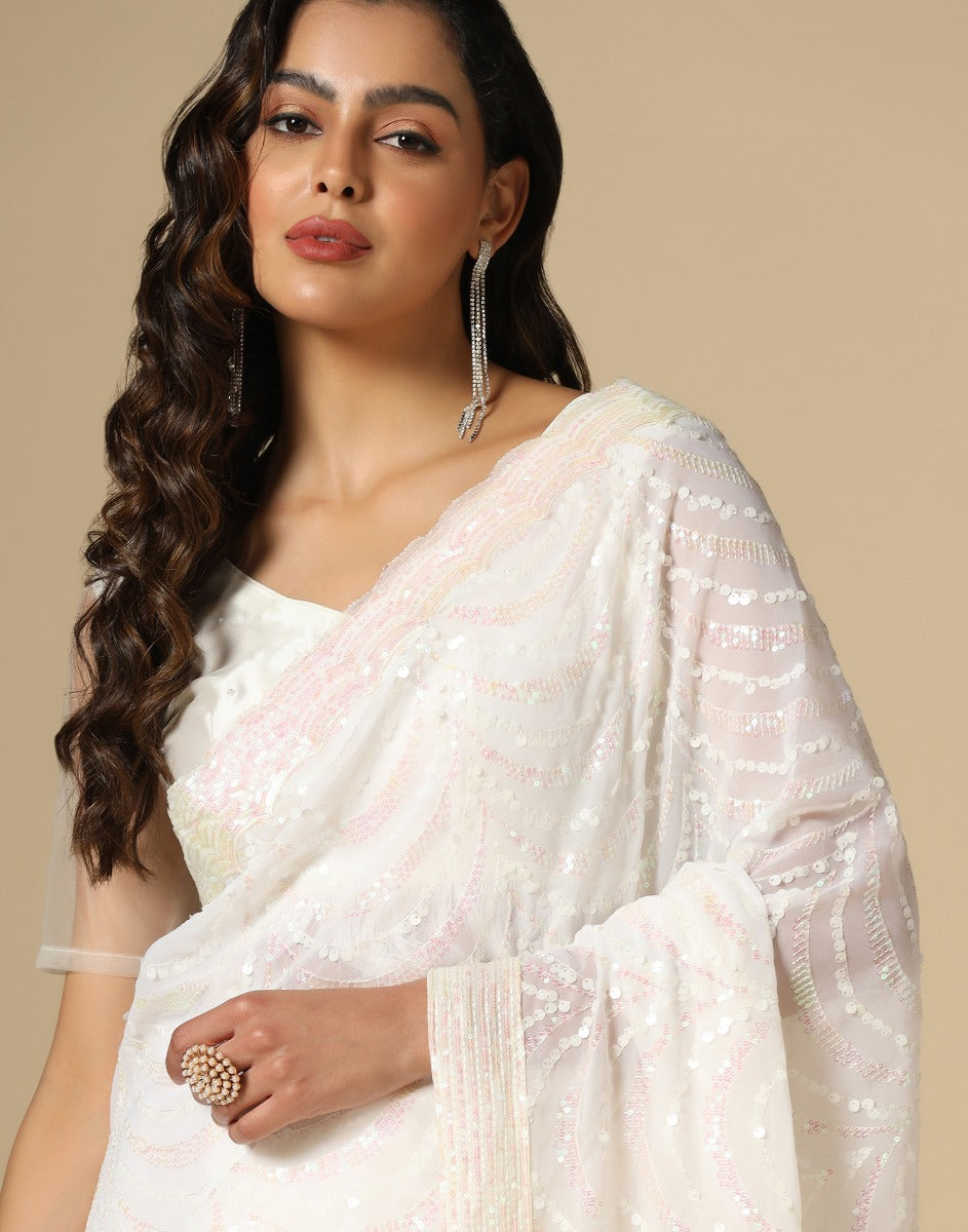 Buy White Sarees for Women by FUSIONIC Online | Ajio.com