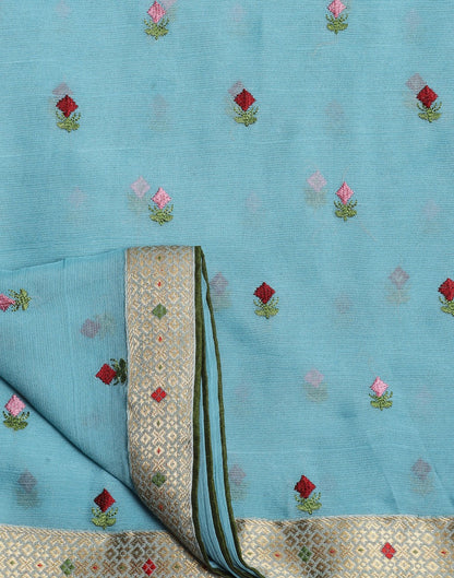 Sea Green Chiffon Embroidery Saree | Leemboodi