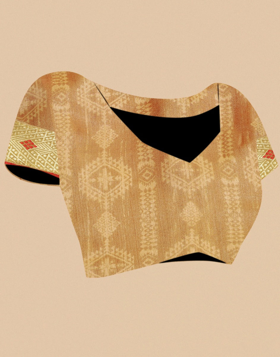 Light Orange Chiffon Embroidery Saree | Leemboodi