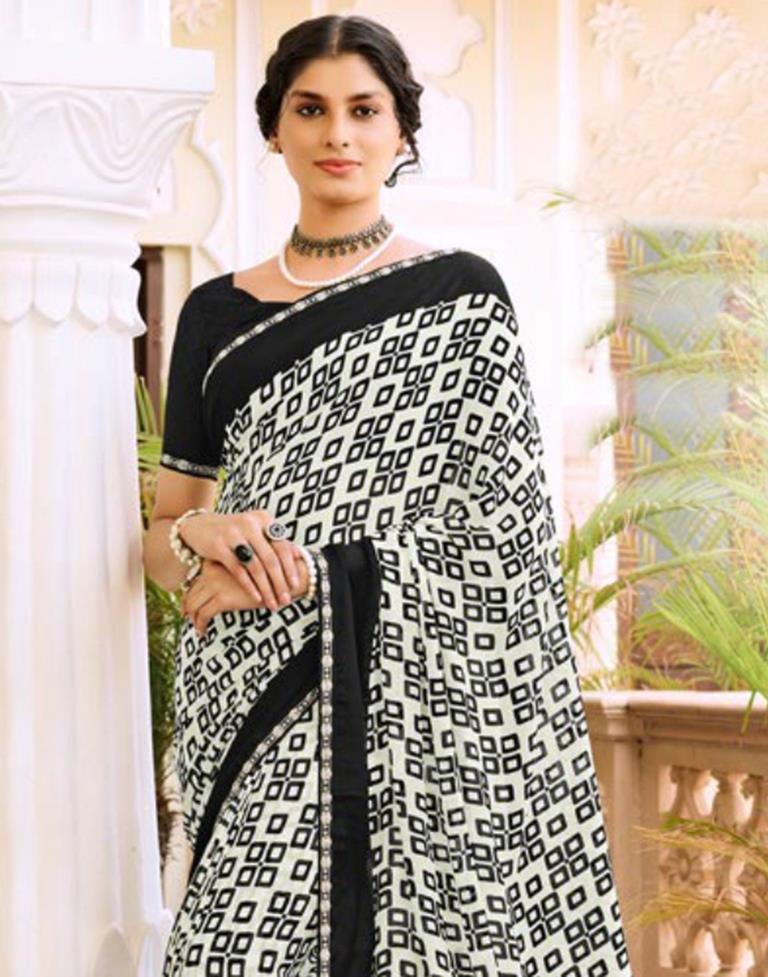 White Georgette Saree | Leemboodi