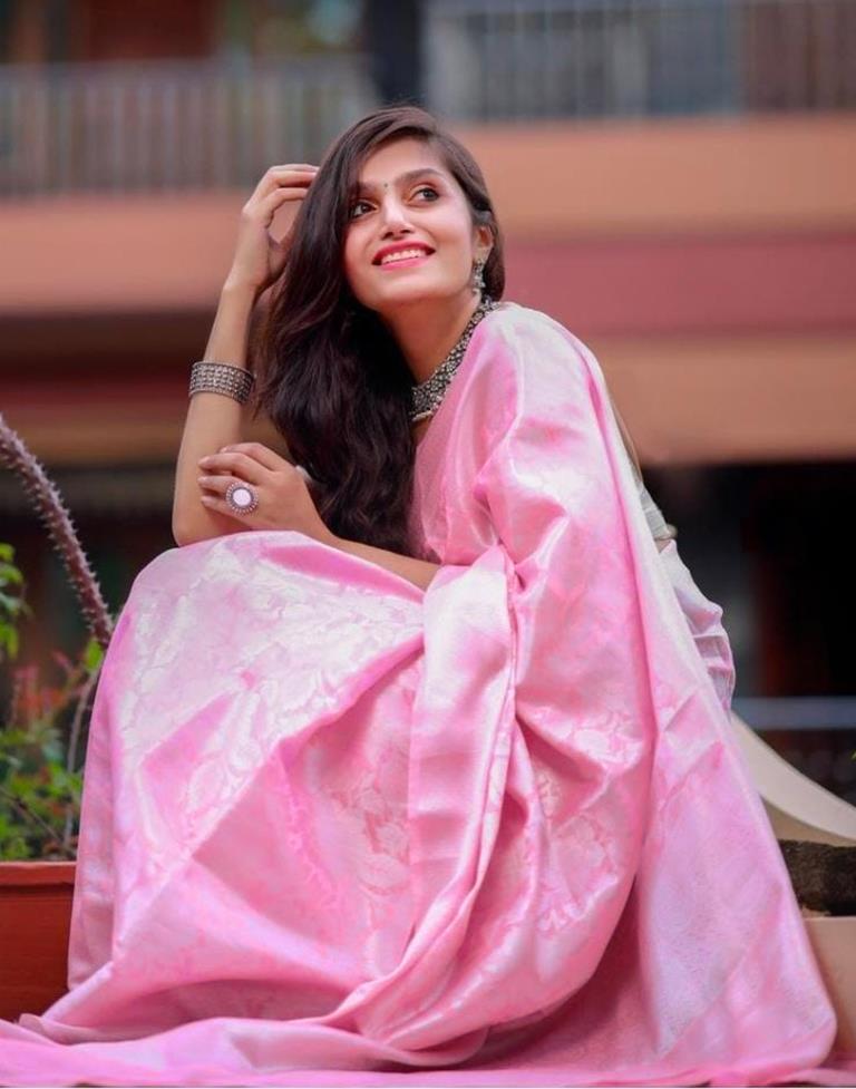 Pastel Pink Paithani Silk Saree - Urban Womania