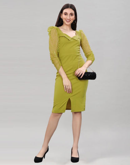 Pine Green Coloured Lycra Knitted bodycon dress | Leemboodi