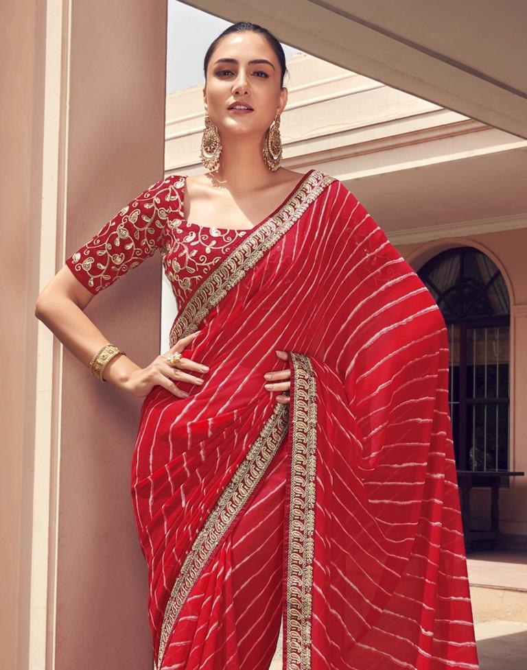 Red Georgette Saree Blouse – Nitika Gujral